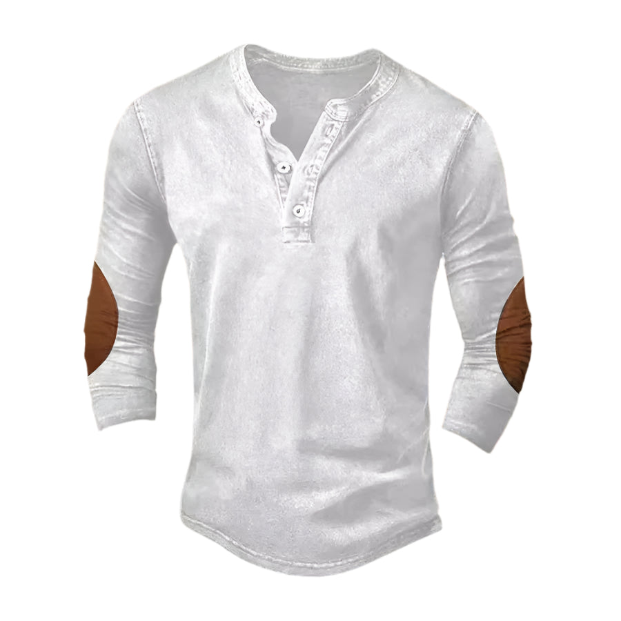 Quarter Sleeve Elbow Patch Men's Shirt
