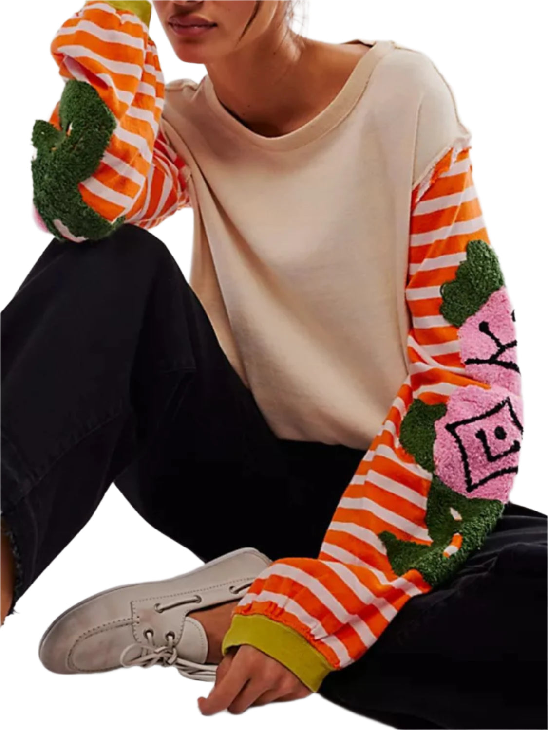 Striped Round Neck Long Sleeve Sweatshirt