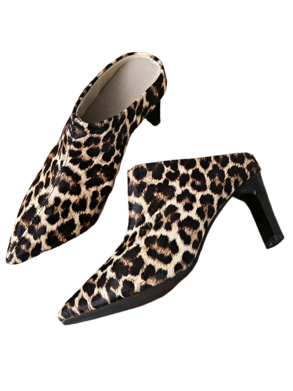 PU Leather Leopard Point Toe Pumps