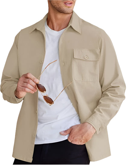 Solid Color Men's Heavy Weight Collard Button Down Shirt