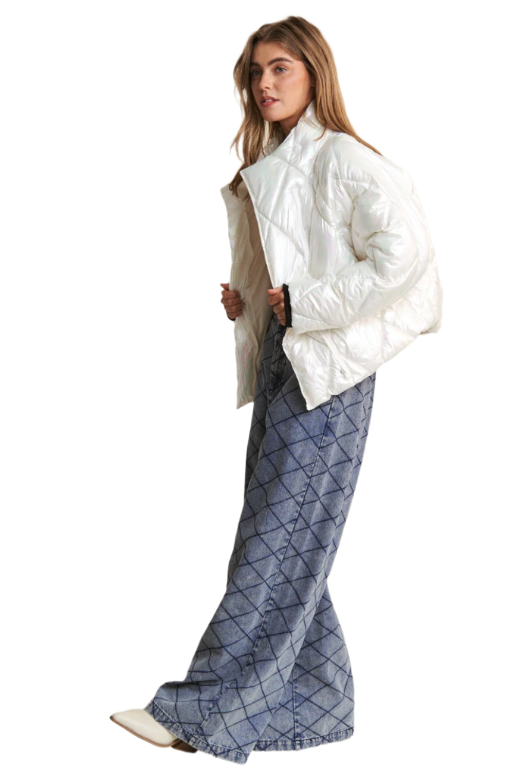 J.NNA Quilted Mock Neck Puffer Jacket