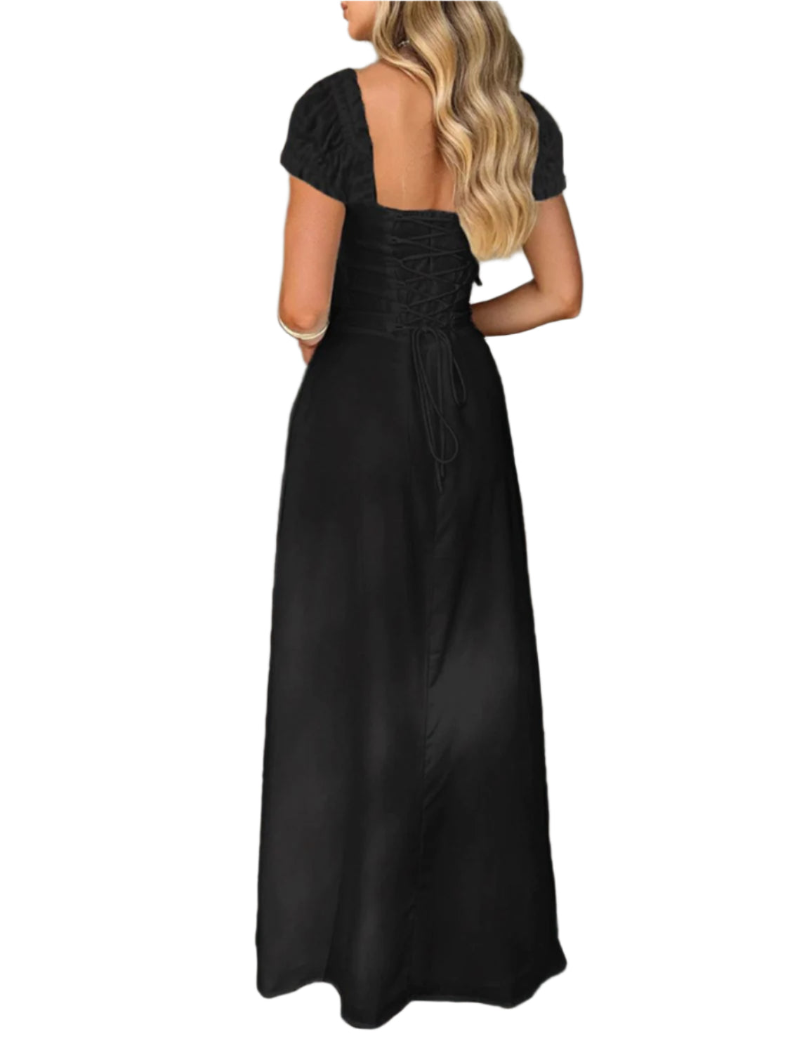 Devine Sweetheart Neck Short Sleeve Maxi Dress