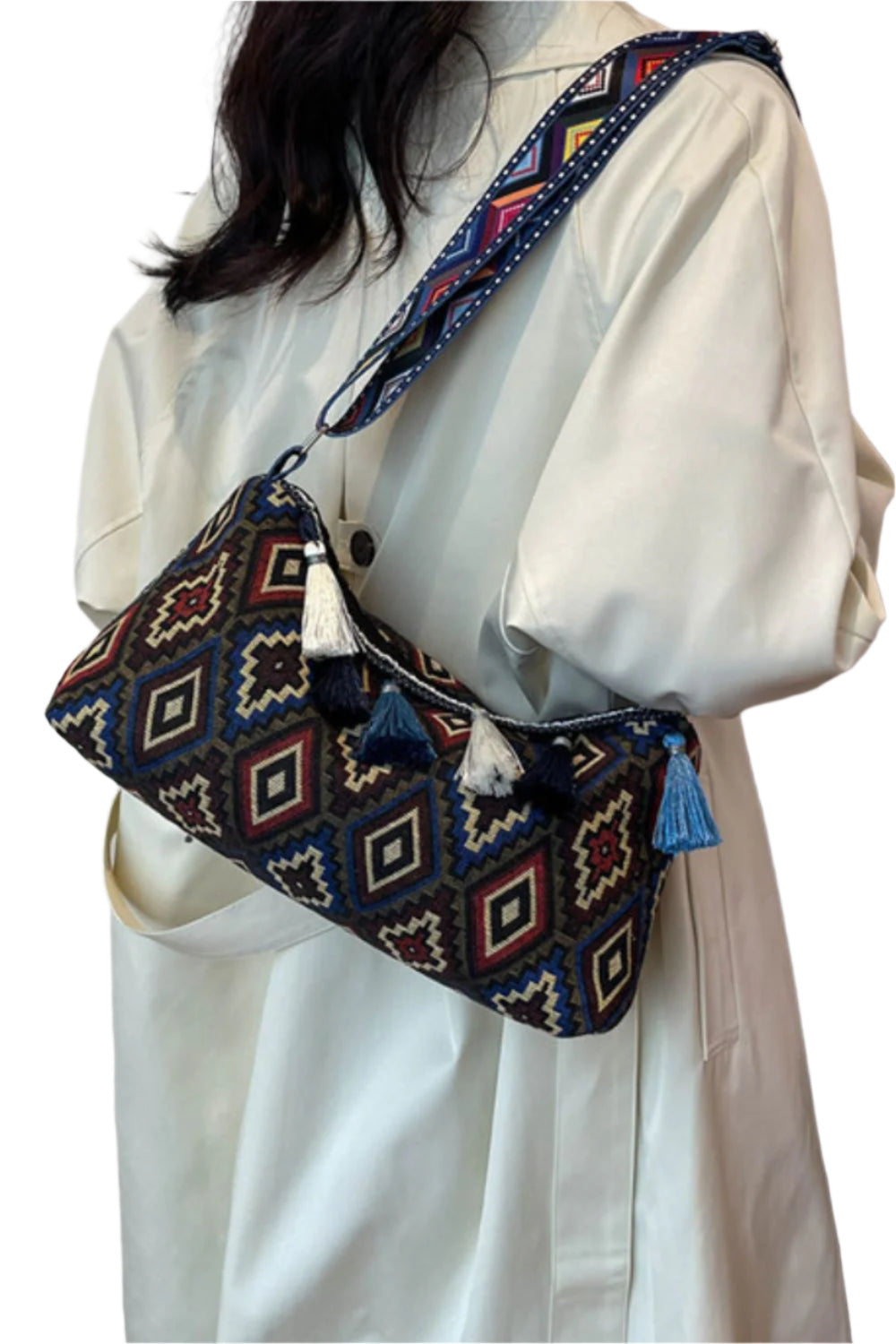 Tassel Adjustable Strap Shoulder Bag