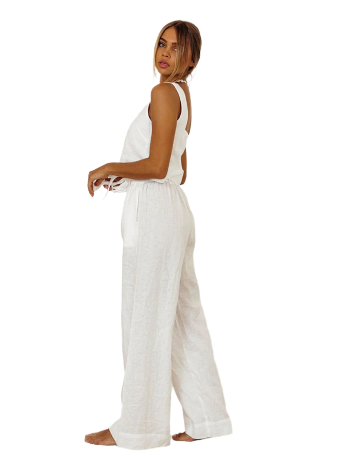Square Neck Sleeveless Top and Pants Set