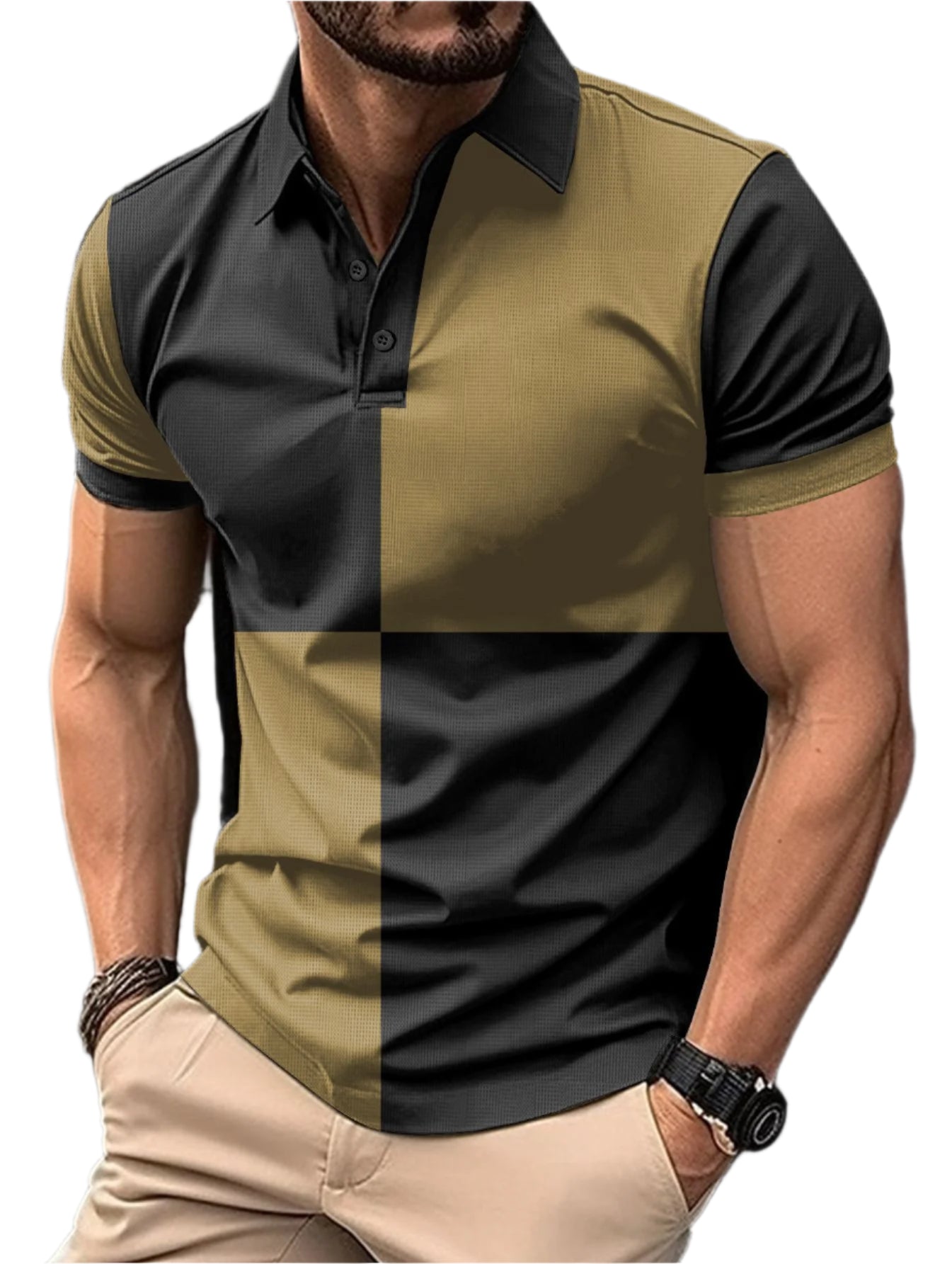 Men's Color Block Polo Shirt