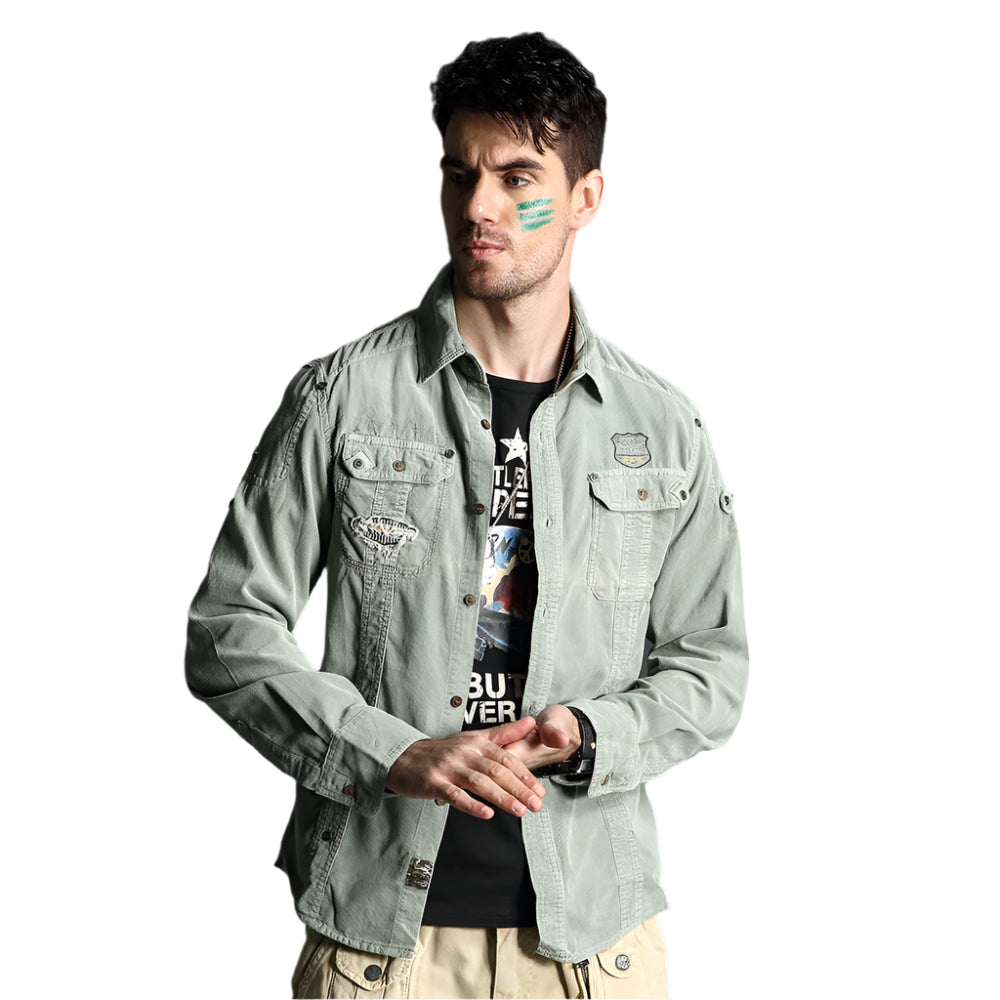 Men's Cotton Tooling Button Down Shirt