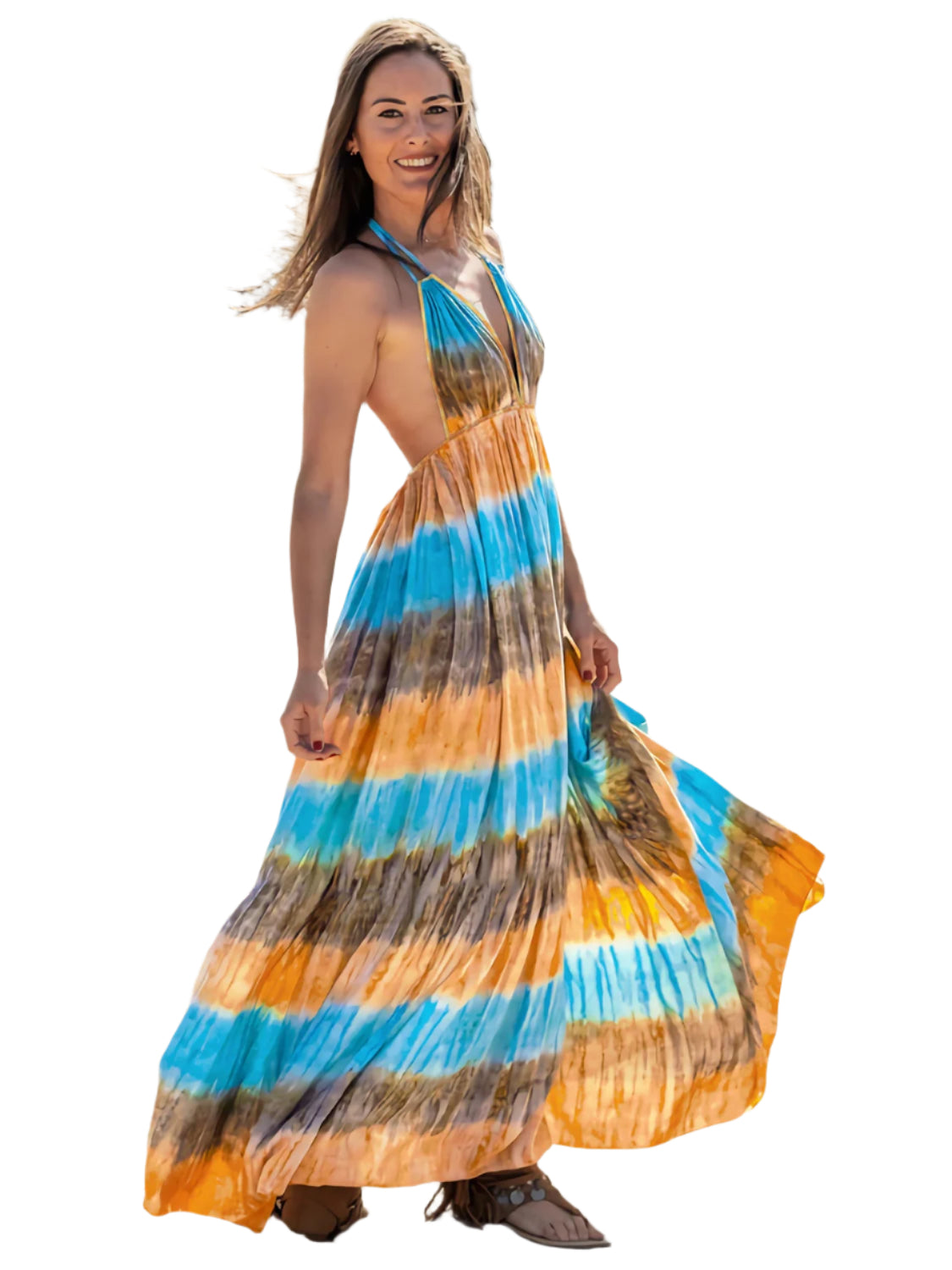 Tie-Dye Halter Neck Dress