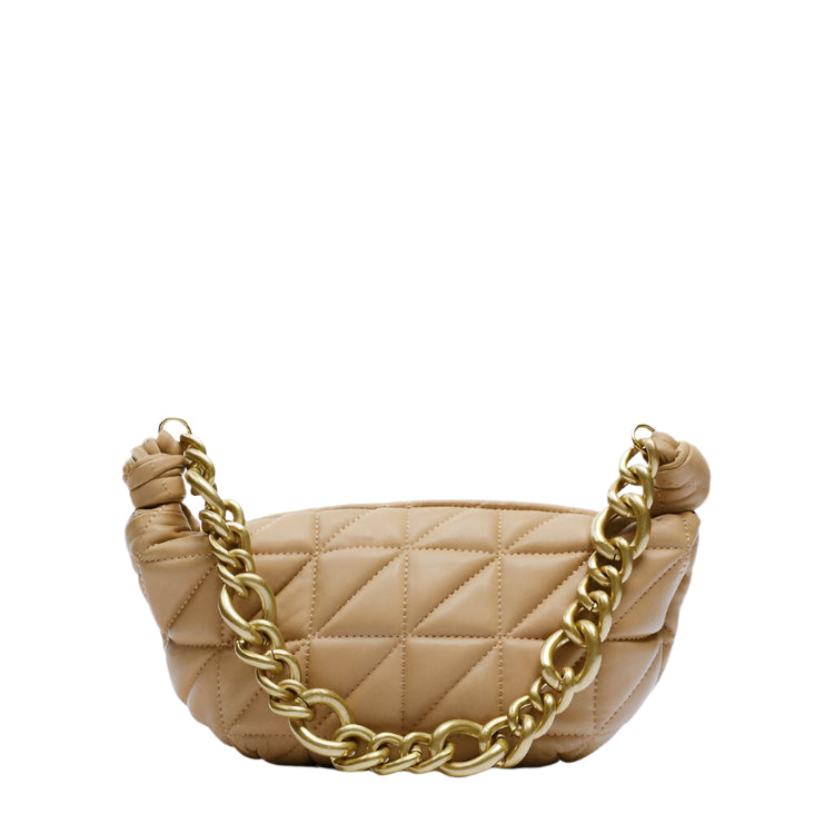 Rhomboid Quilted Soft Sheep Leather Shoulder Bag