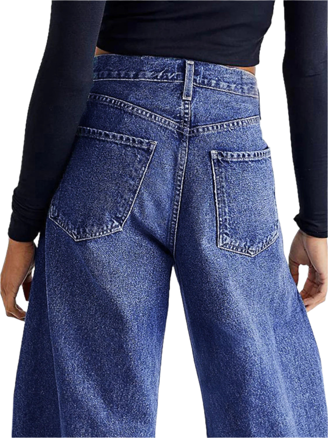 Raw Hem Wide Leg Jeans with Pockets