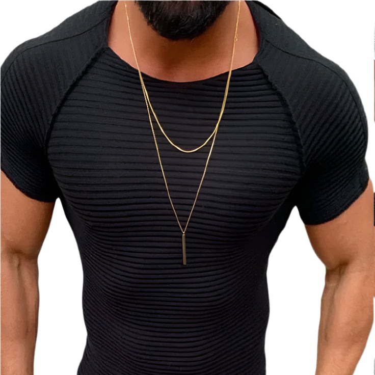 Men's Solid Color Fitted Round Neck Shirt