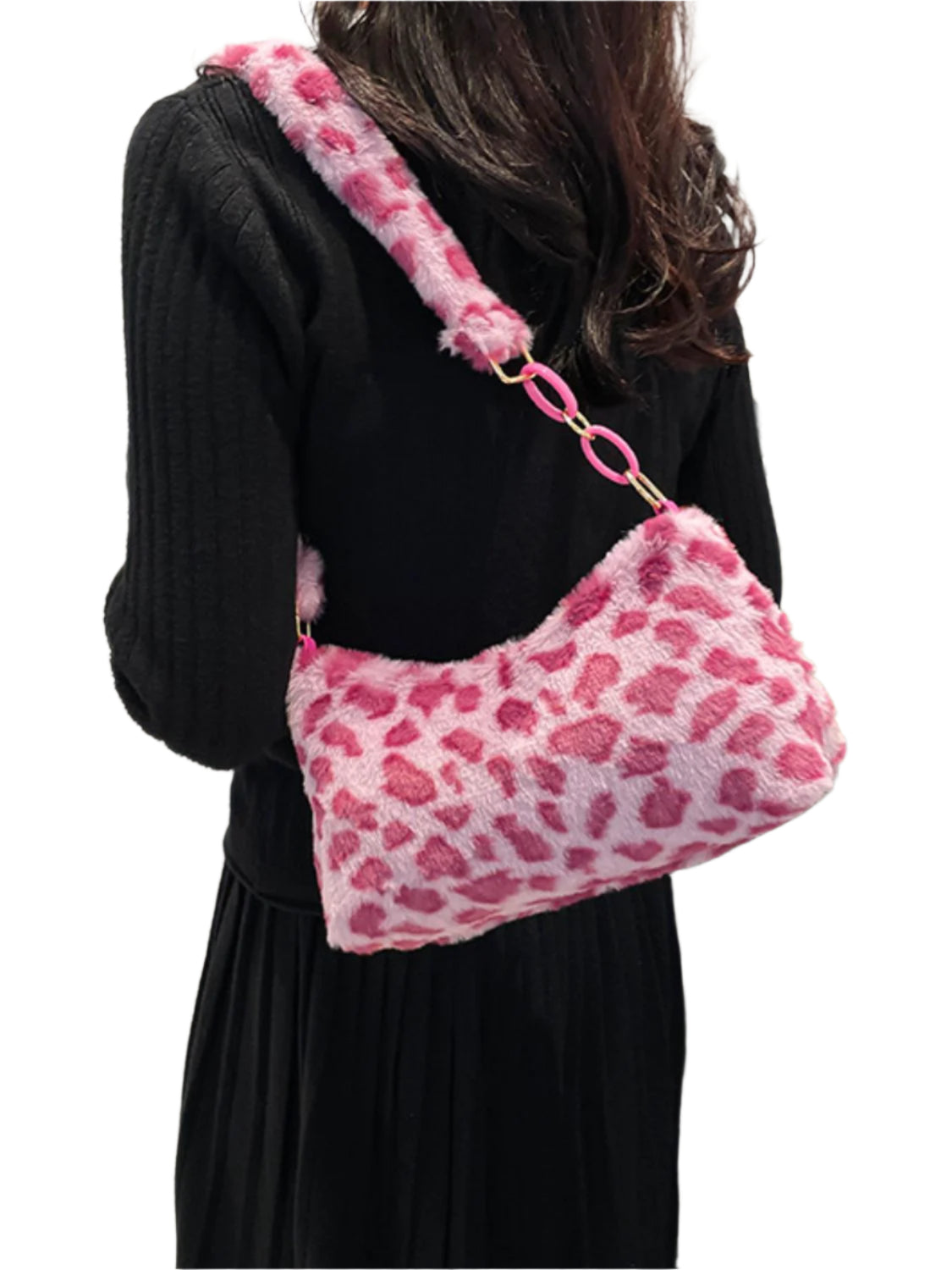 Leopard Fluff Shoulder Bag