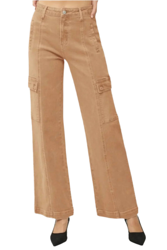 RISEN Full Size High Rise Wide Leg Cargo Jeans