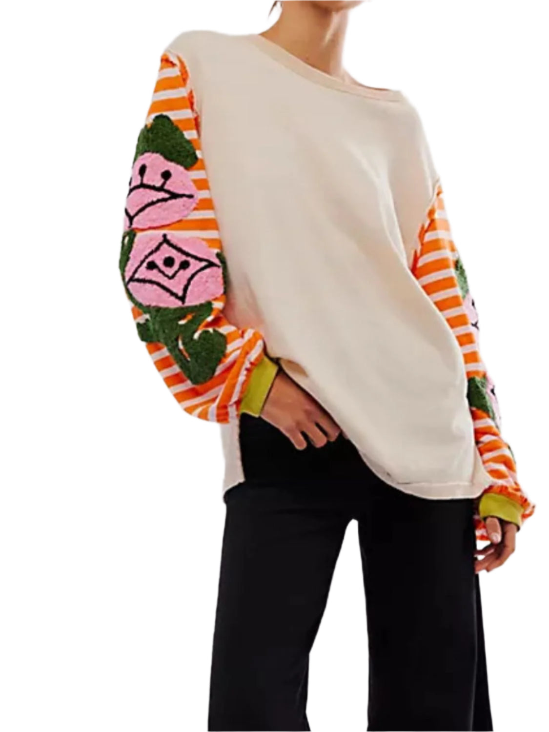 Striped Round Neck Long Sleeve Sweatshirt