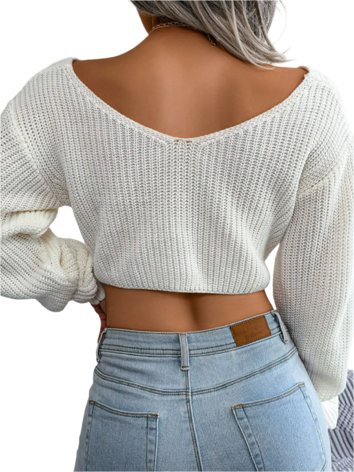 Twisted Front Long Sleeve Cropped Sweater