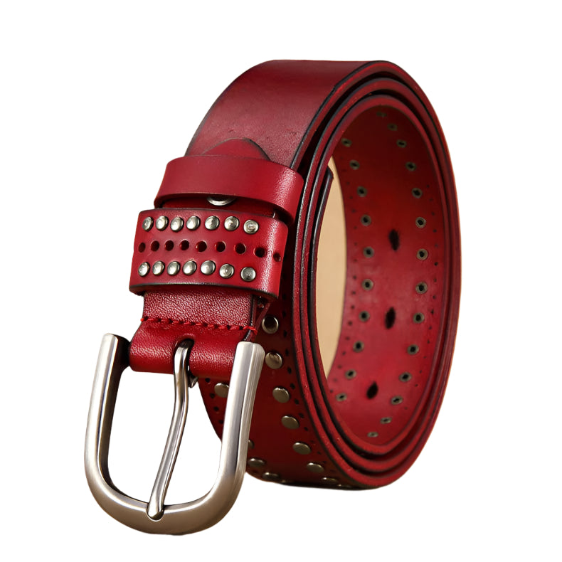 Riveted Cowhide Leather Belt