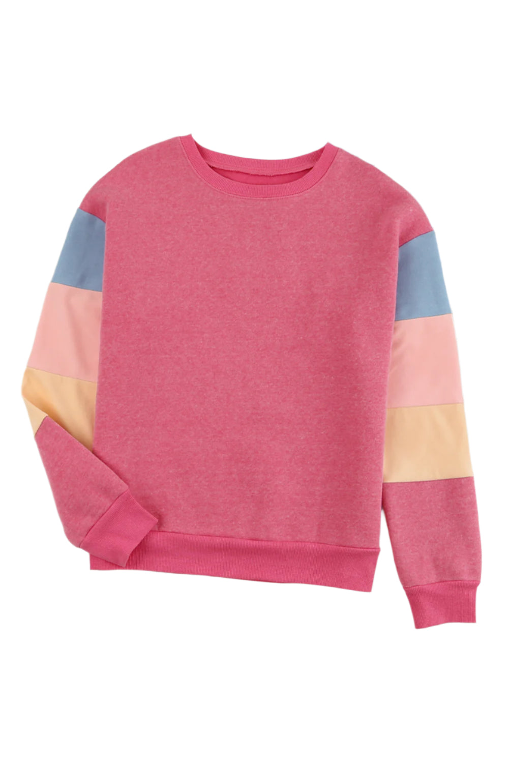 Color Block Round Neck Long Sleeve Sweatshirt