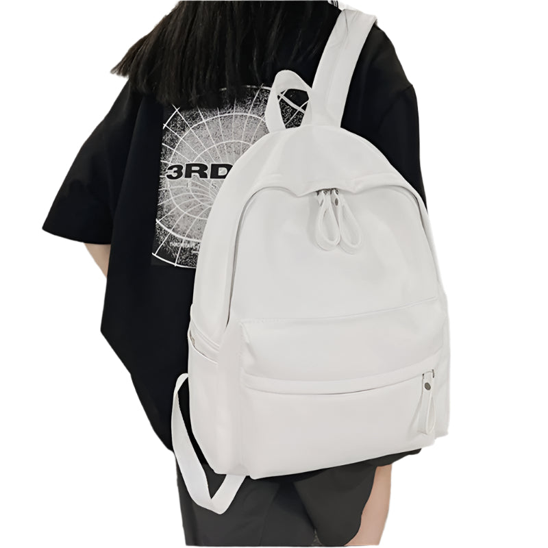PU Leather Zip Backpack Bag