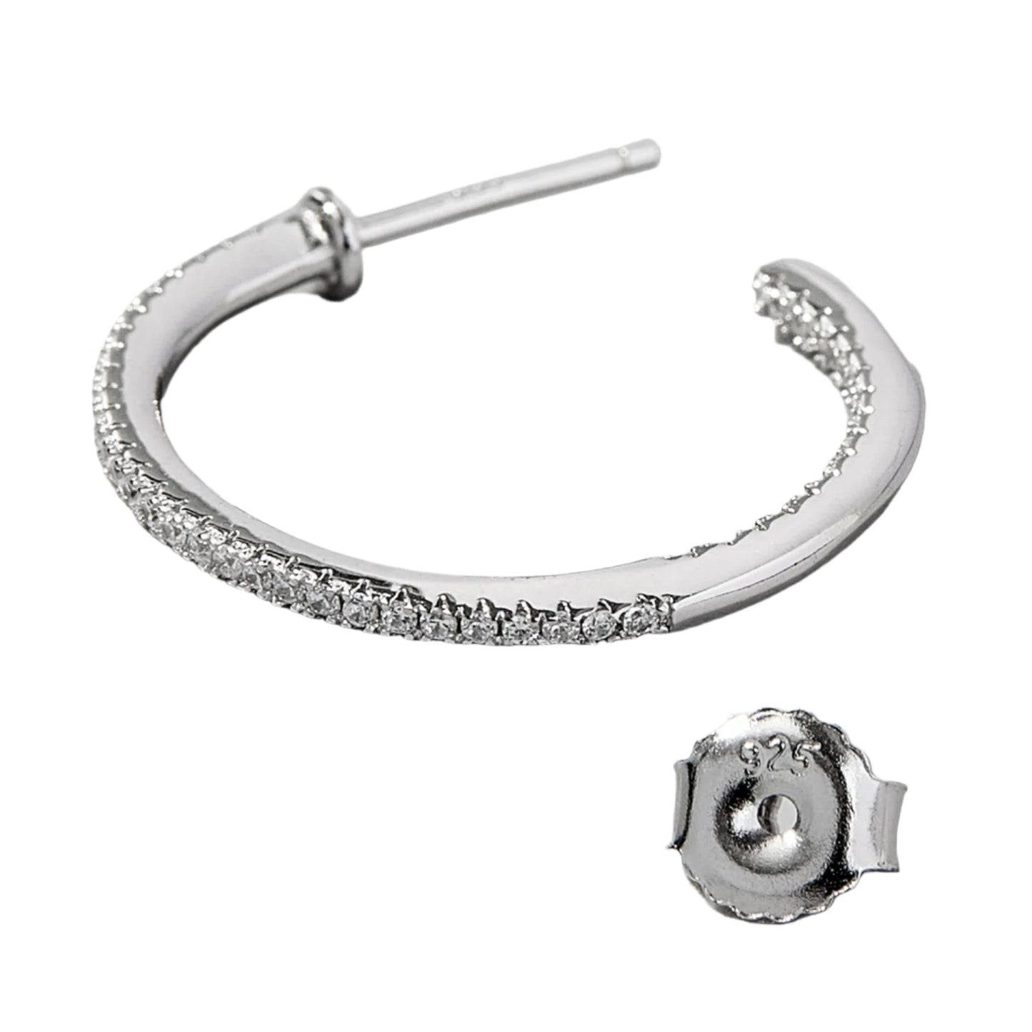 Zircon 925 Sterling Silver C-Hoop Earrings