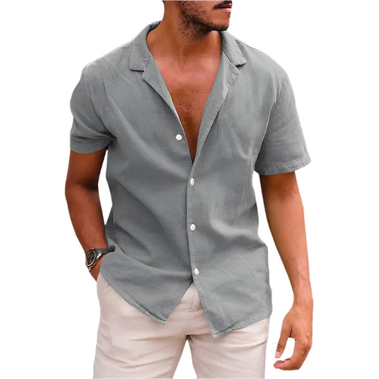 Men's Loose Fit Button Down Collard Shirt