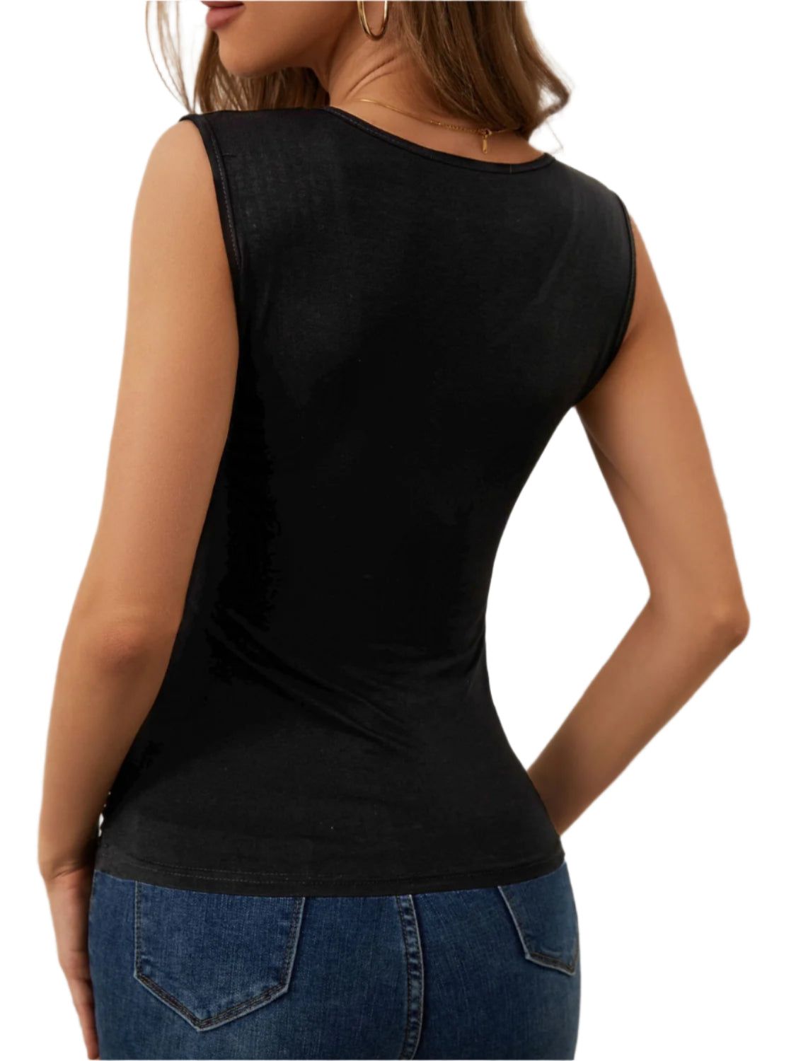 Rhinestone Detail Surplice Tank