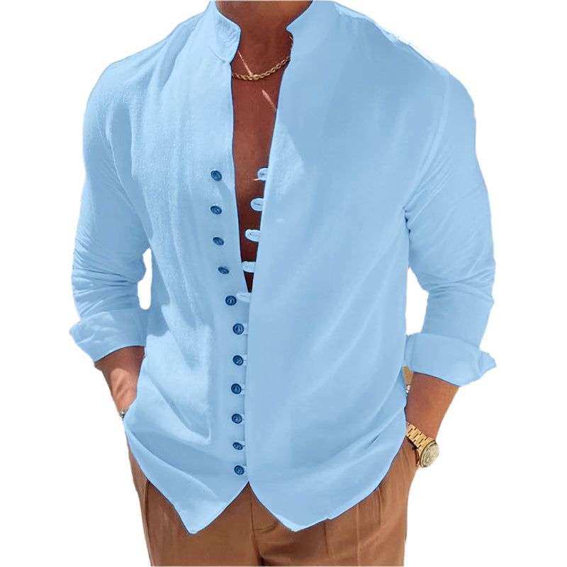 Men's Button Design Long-sleeved Shirt