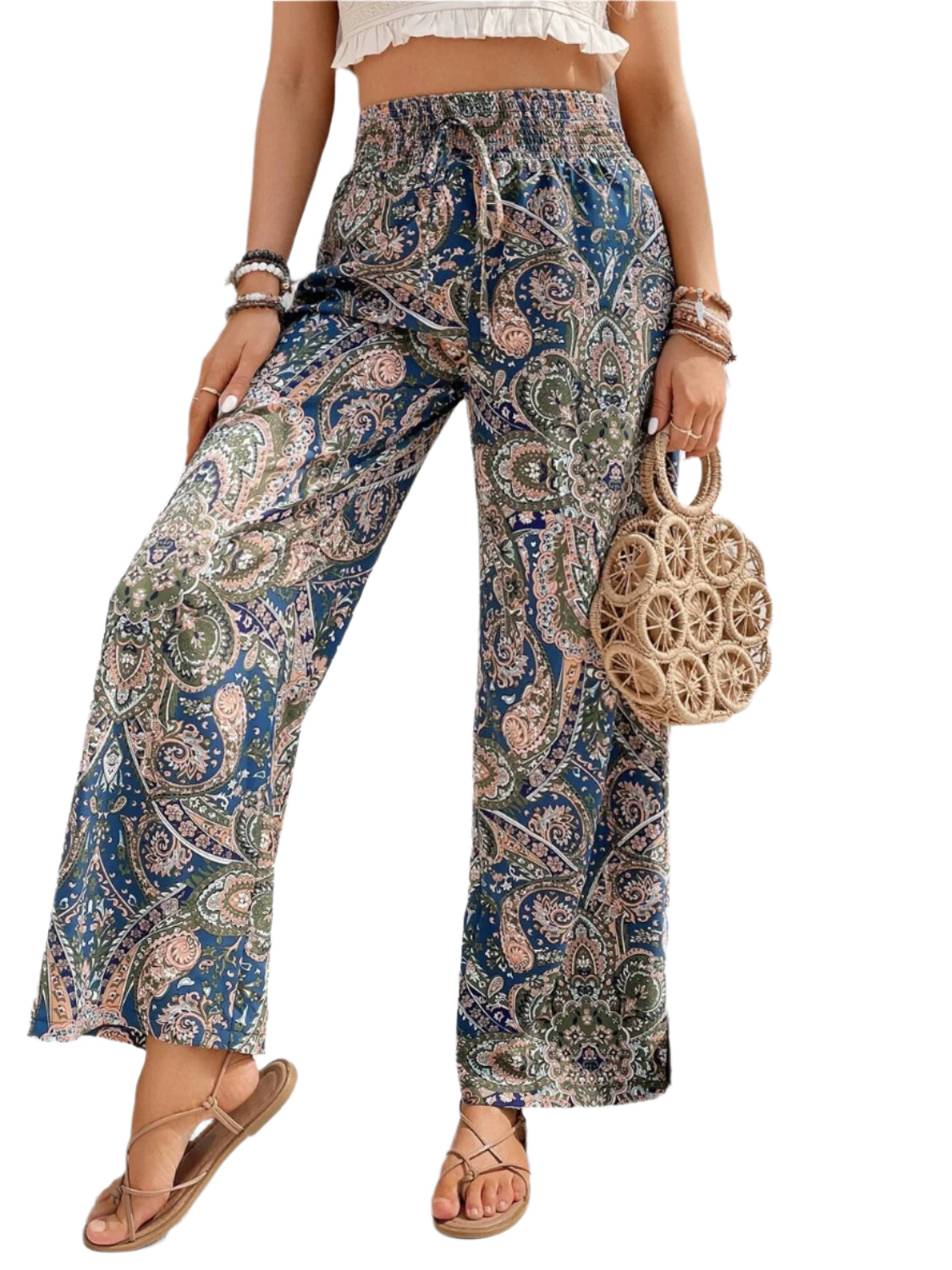 Printed Wide Leg Pants