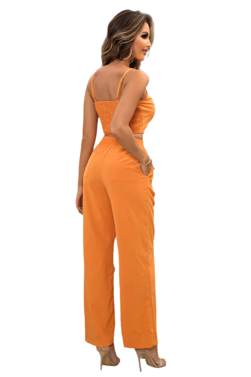 Cami and Tied Straight Leg Pants Set