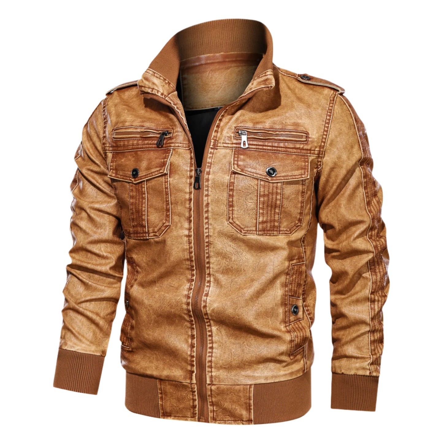 Men's Washed PU Leather Jacket