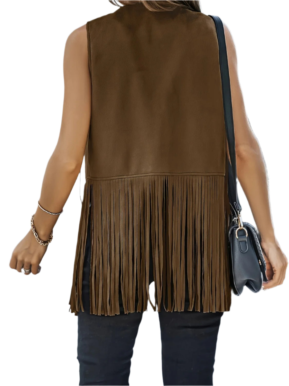 Fringe Open Front Vest Coat