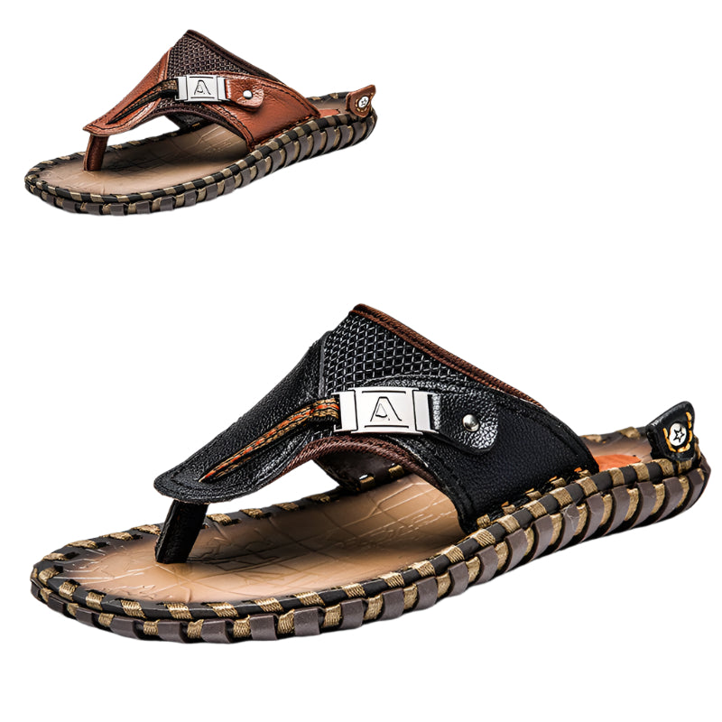 Hand Sewn Cowhide Leather Men's Flip Flop