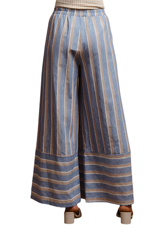 BiBi Striped Wide Leg Pants with Pockets