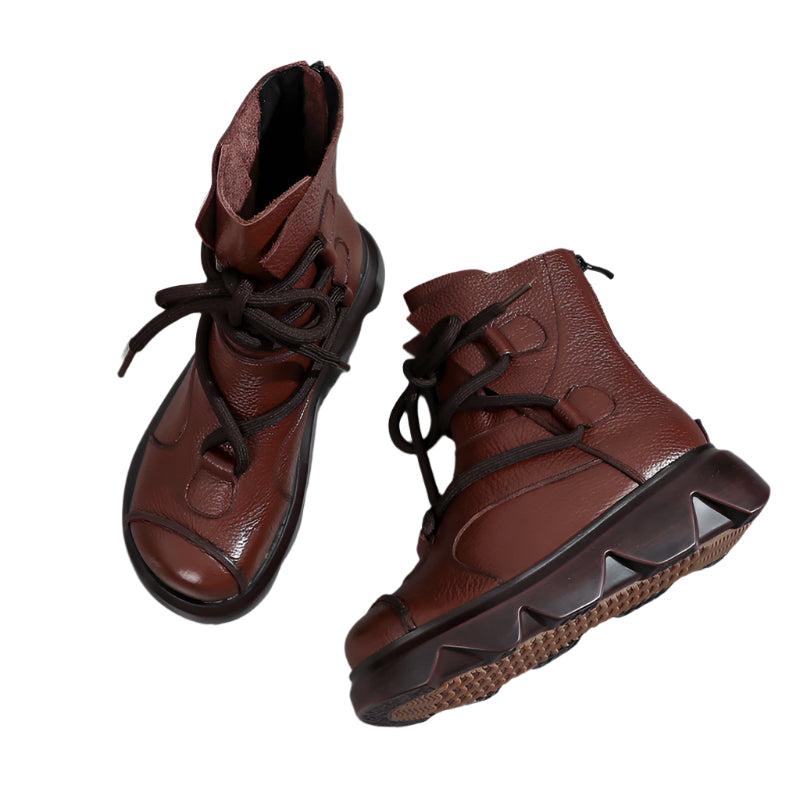Platform Cowhide Leather Boots
