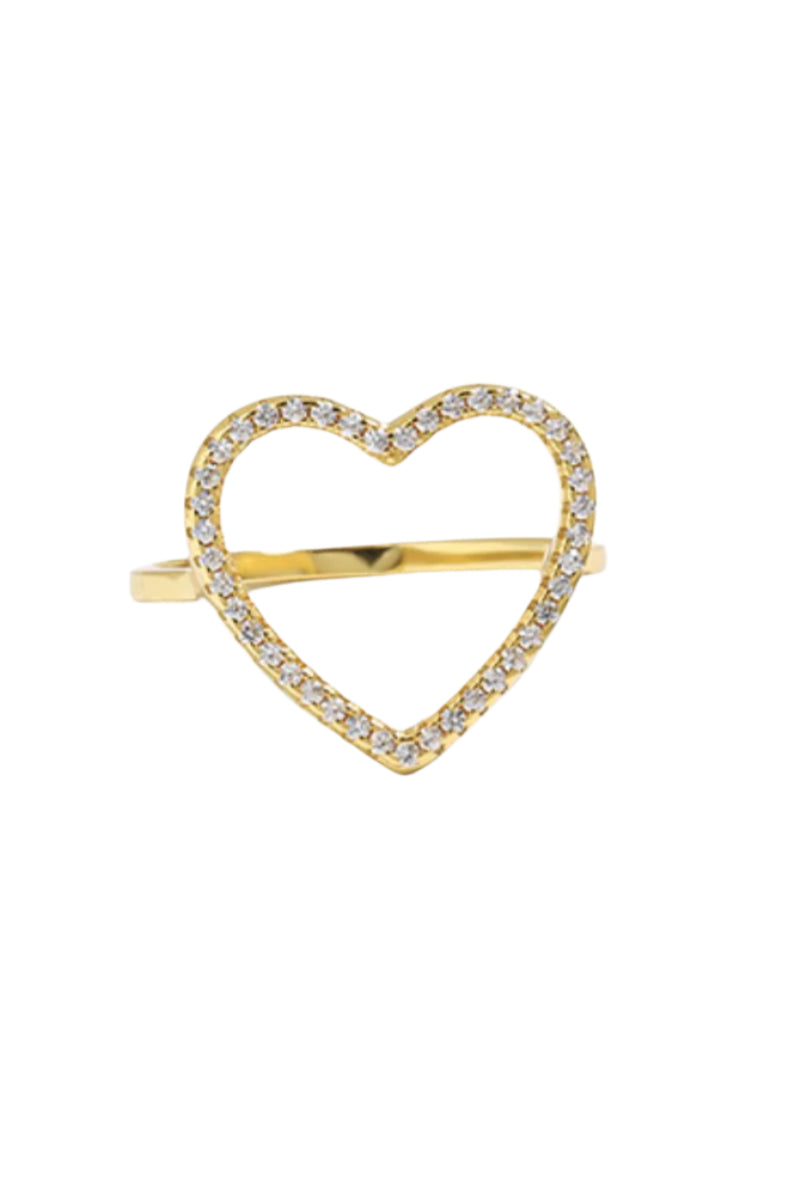 925 Sterling Silver Inlaid Zircon Heart Ring