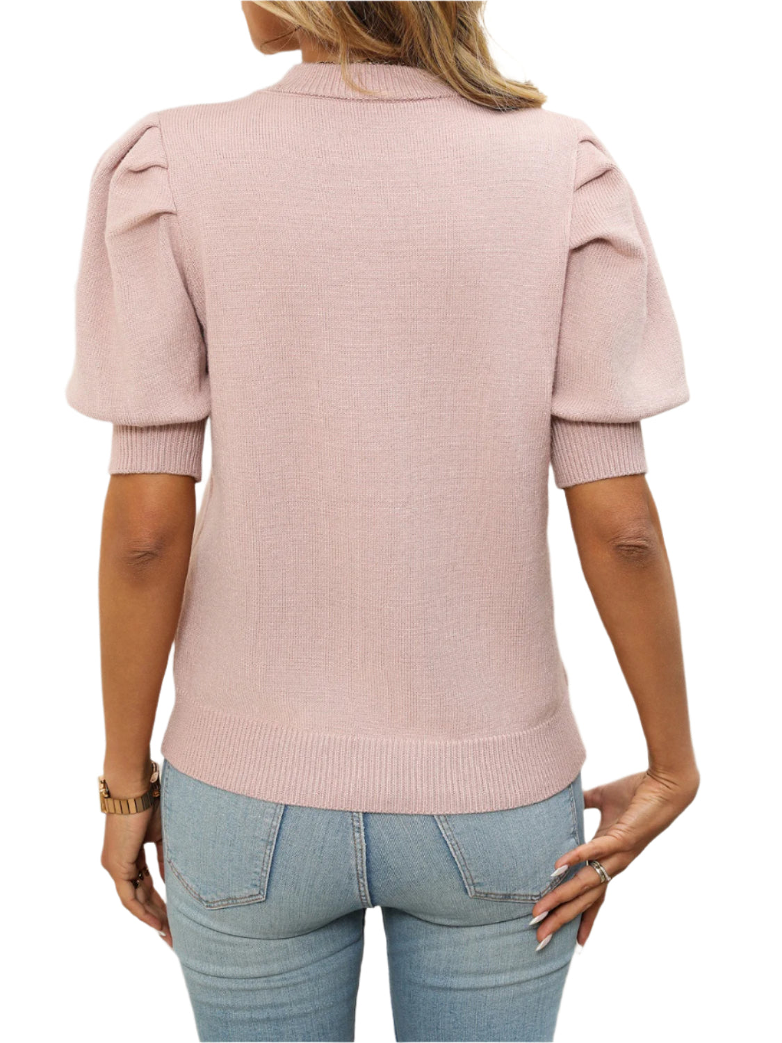 Mandy Mock Neck Puff Sleeve Sweater