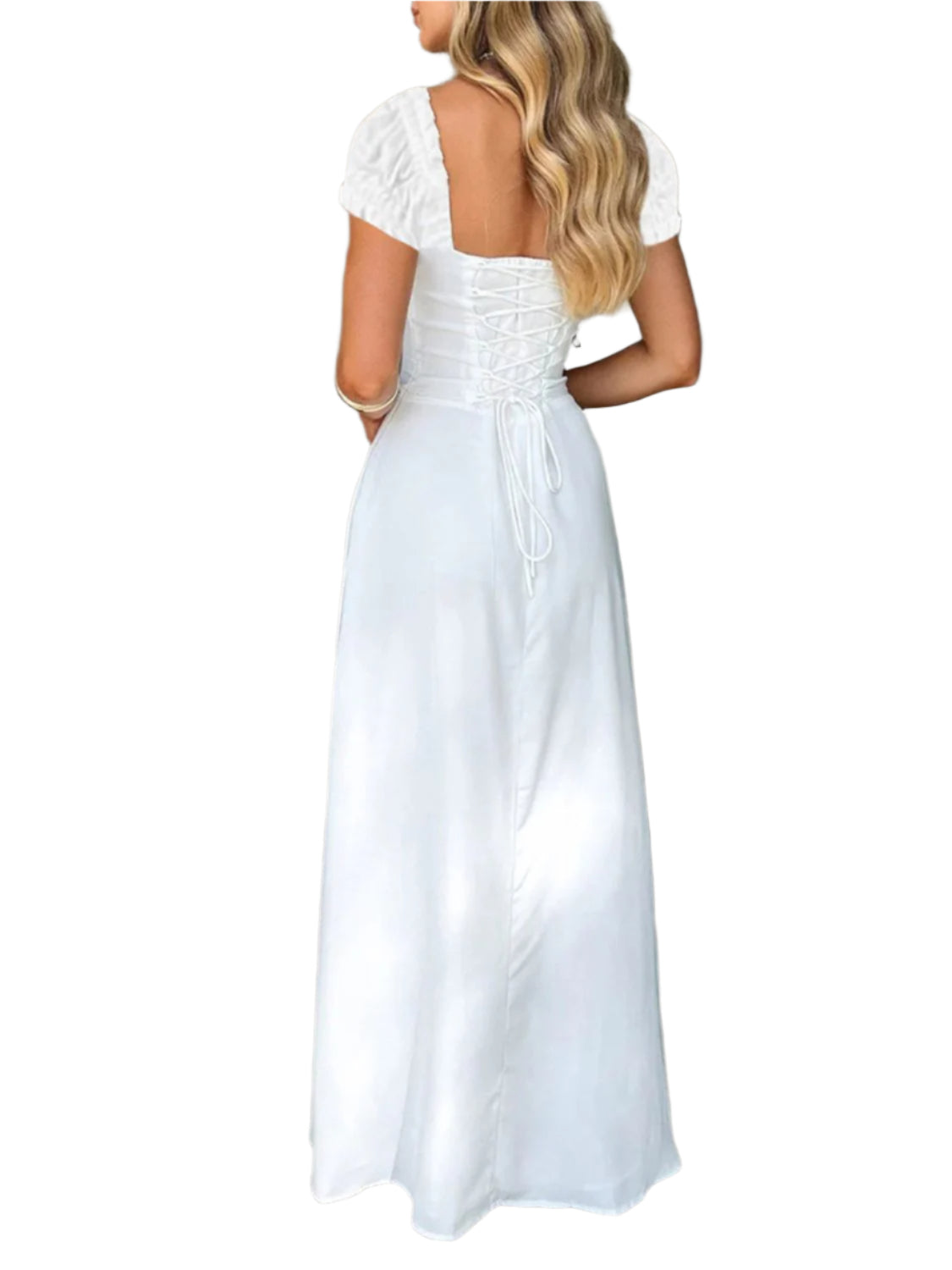 Devine Sweetheart Neck Short Sleeve Maxi Dress