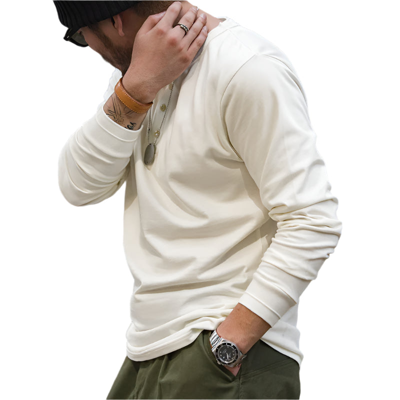 Men's Long Sleeve Thick Cotton T-Shirt