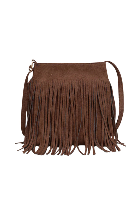 Suede Fringe Shoulder Bag