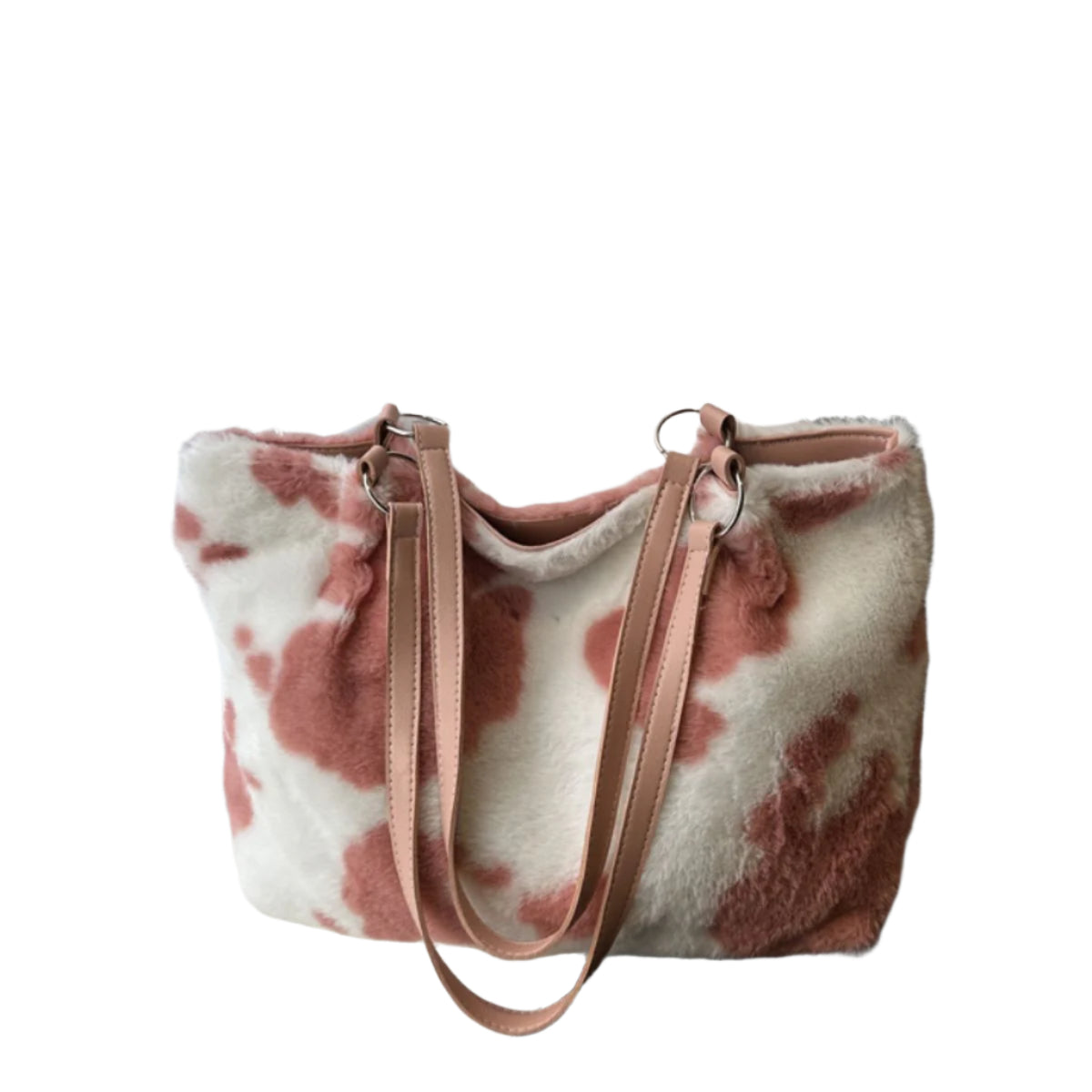 Cow Print Furry Tote Bag