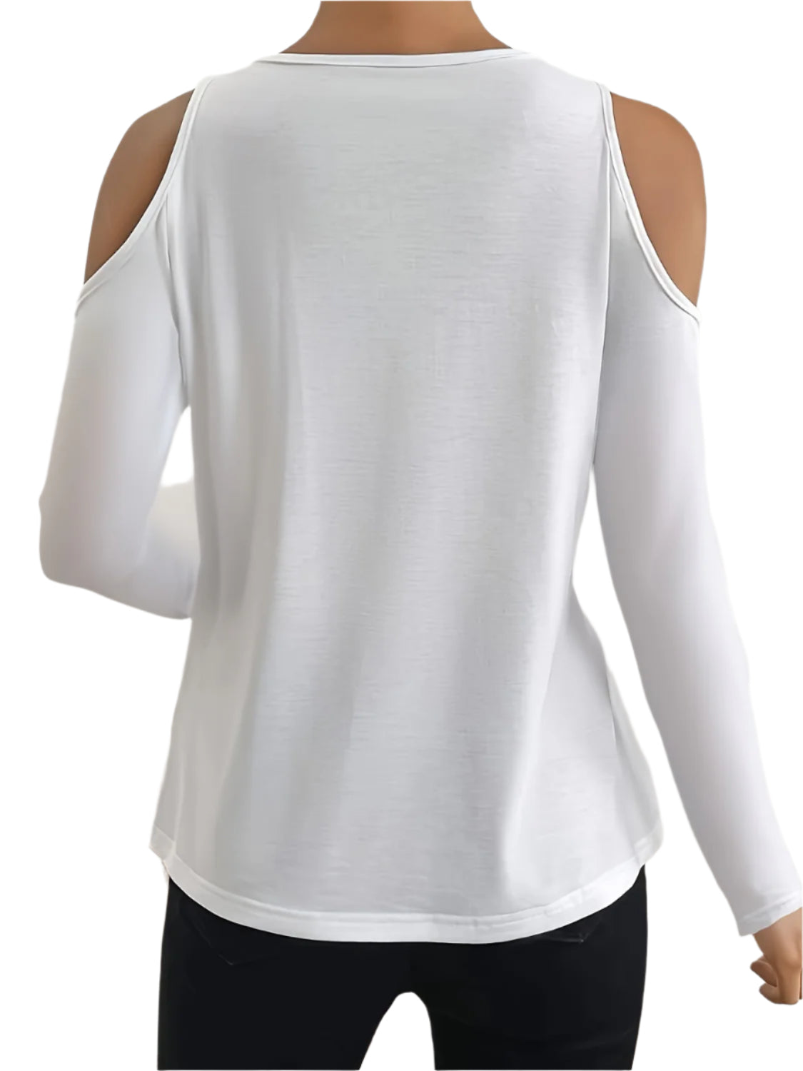 V-Neck Cold Shoulder Long Sleeve T-Shirt