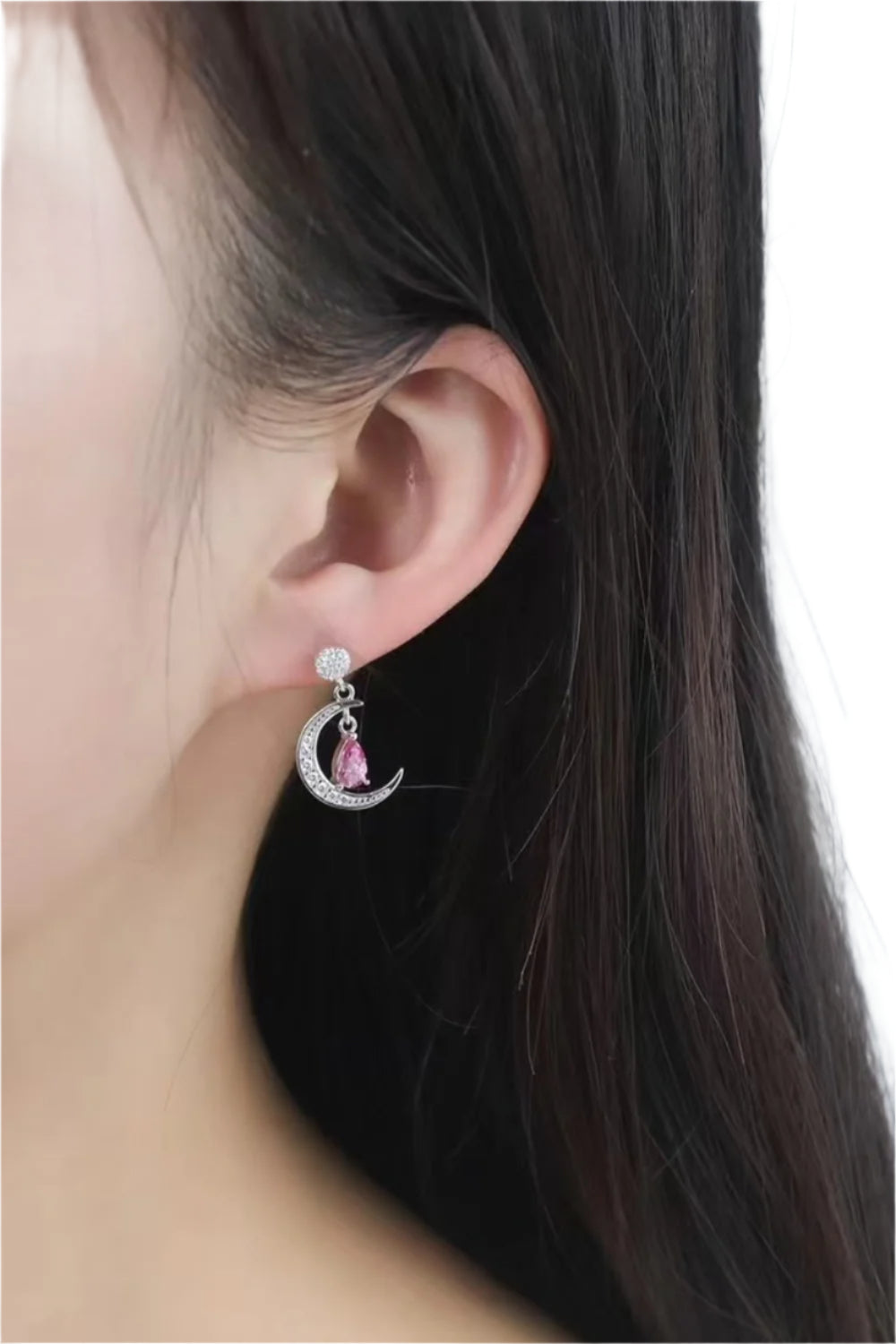 2 Carat Moissanite 925 Sterling Silver Moon & Star Earrings