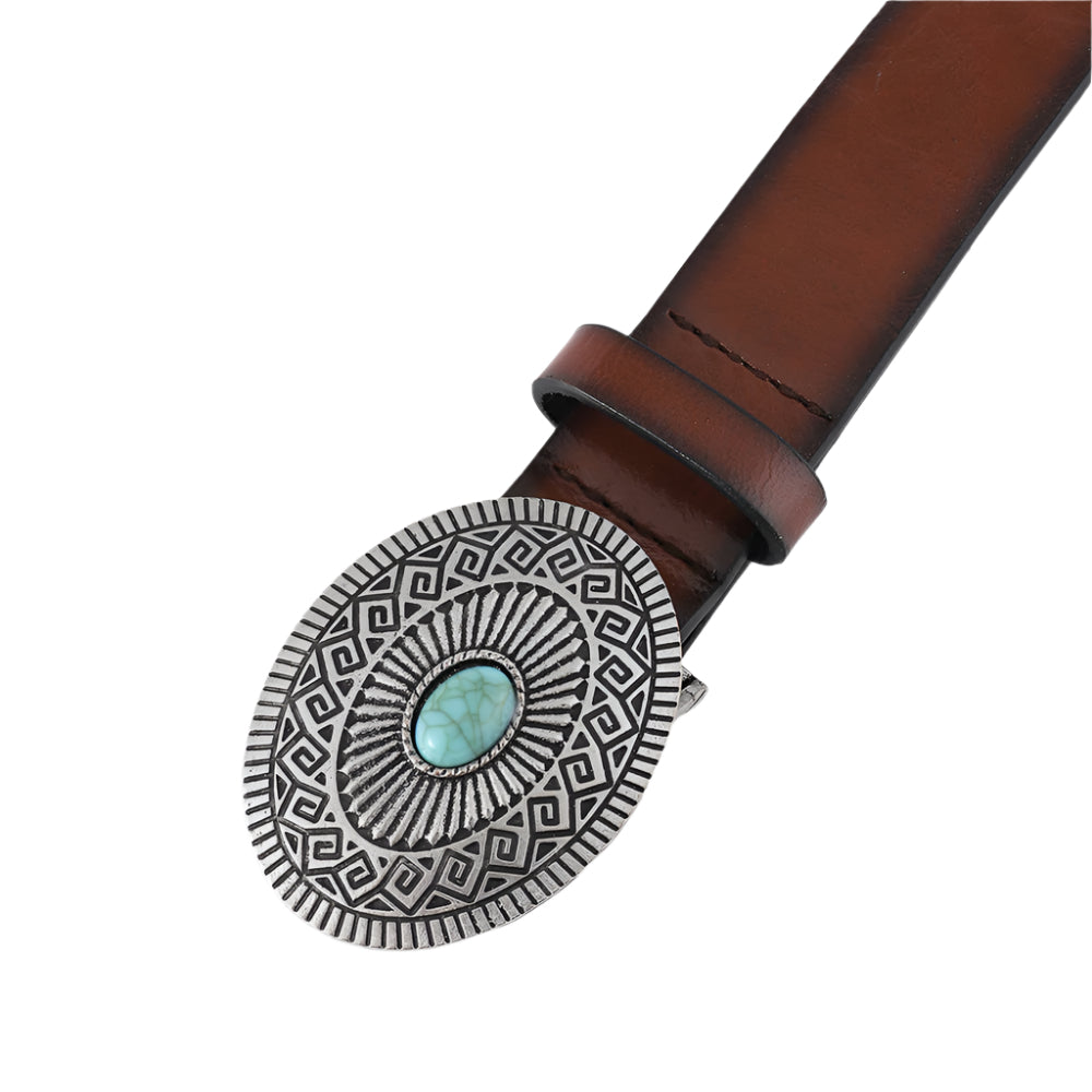 PU Leather Vintage Style Belt with Metal Buckle