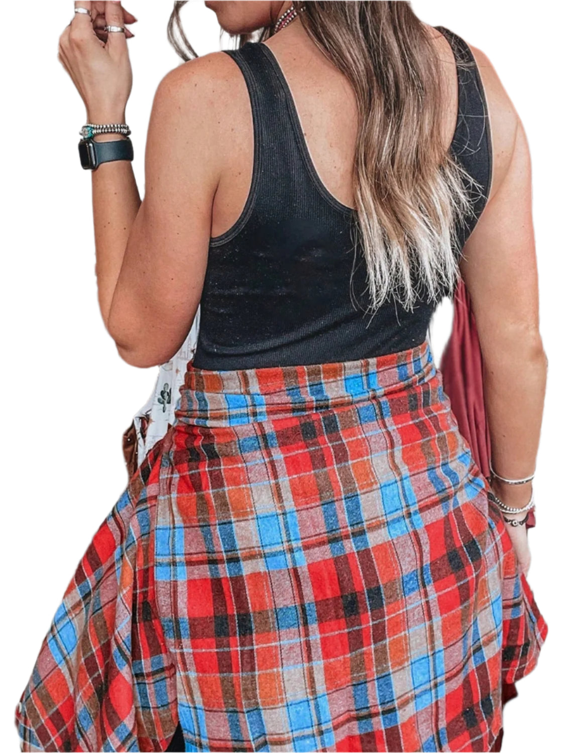 Plaid Collared Neck Long Sleeve Shirt