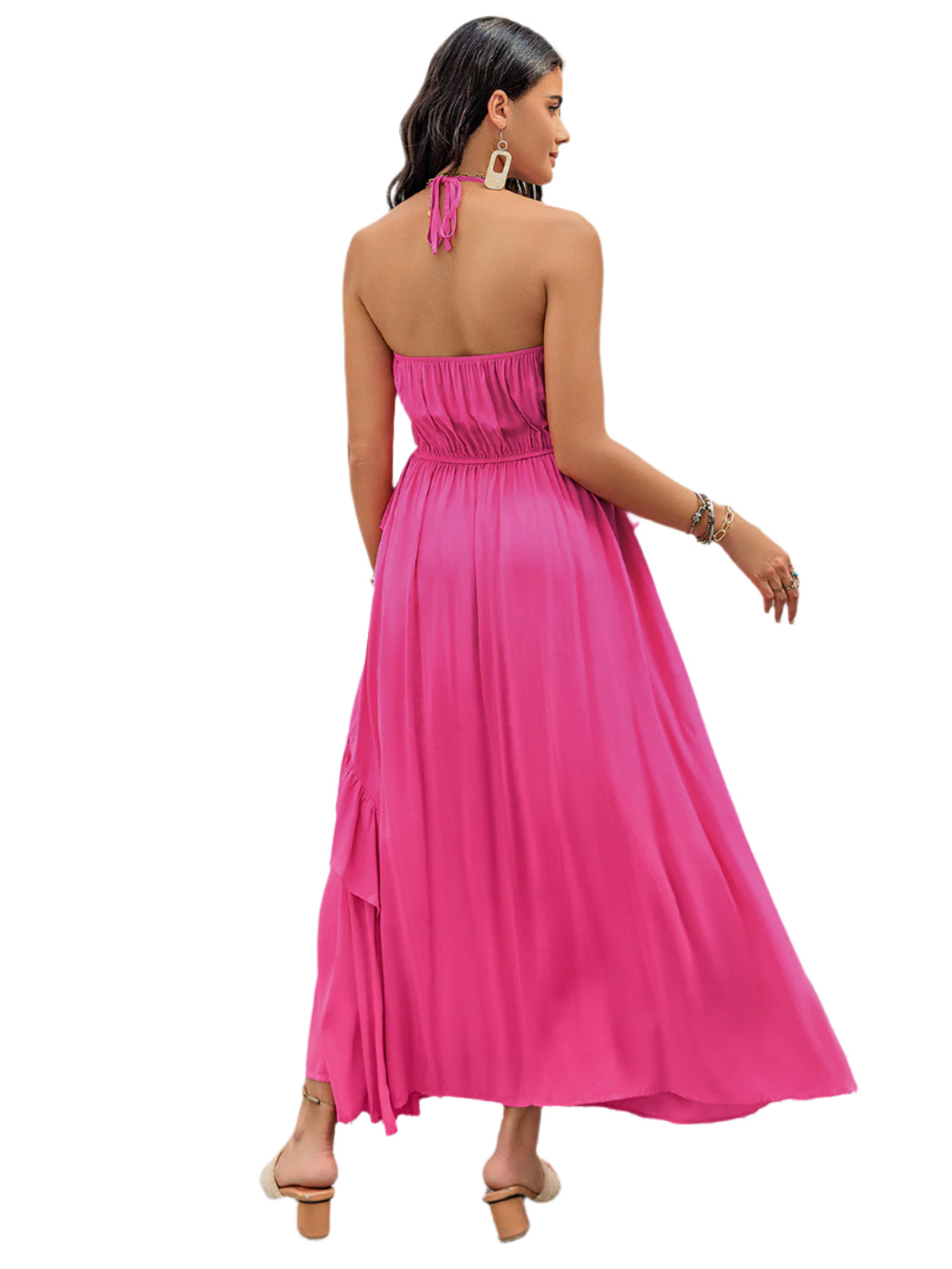 Ruffled Halter Neck Maxi Dress