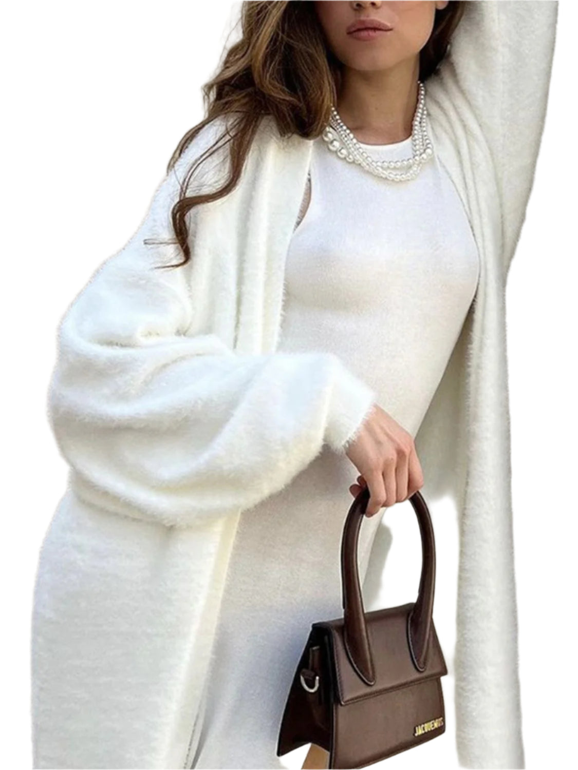 Fuzzy Open Front Solid Color Cardigan