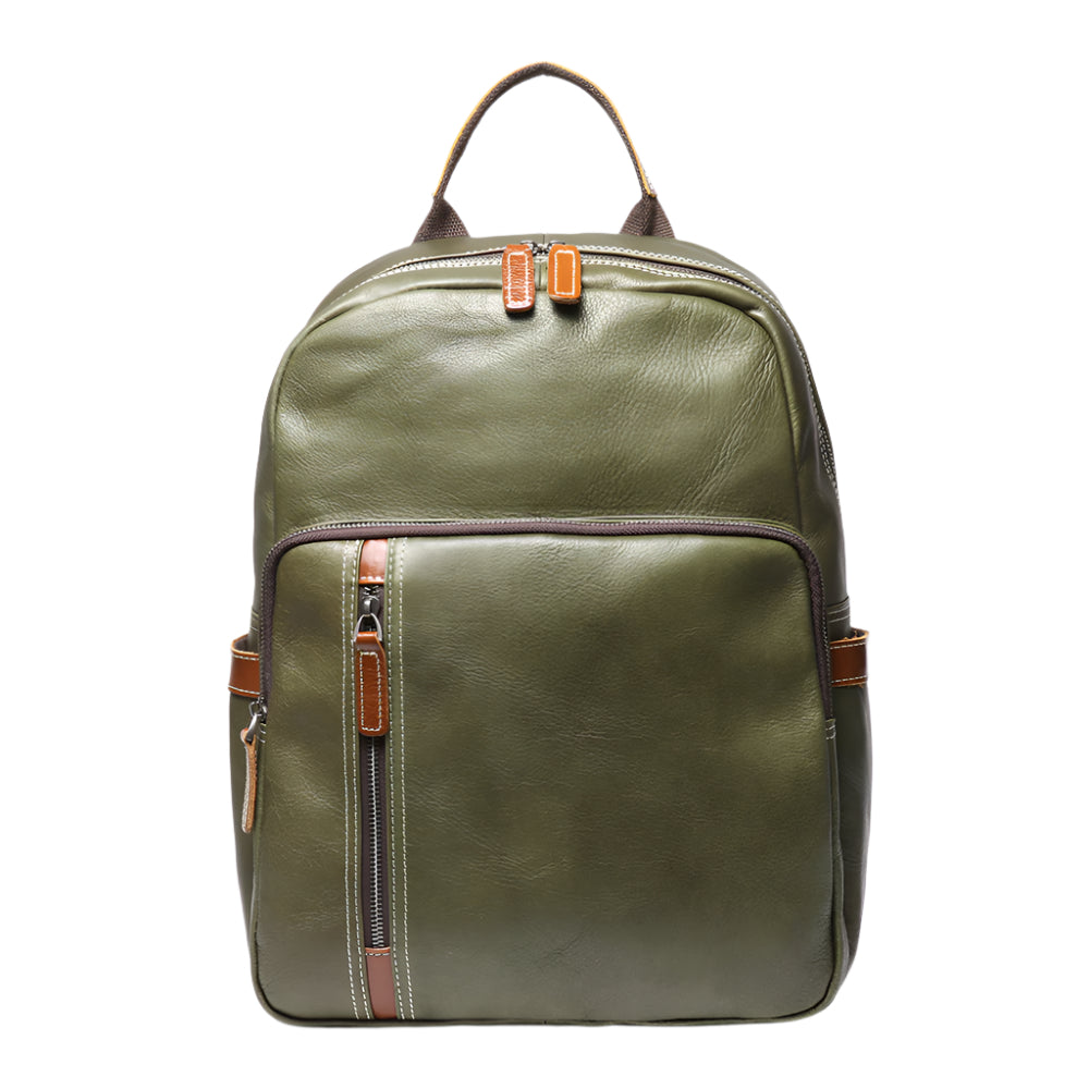 Cowhide Leather Contrast Backpack