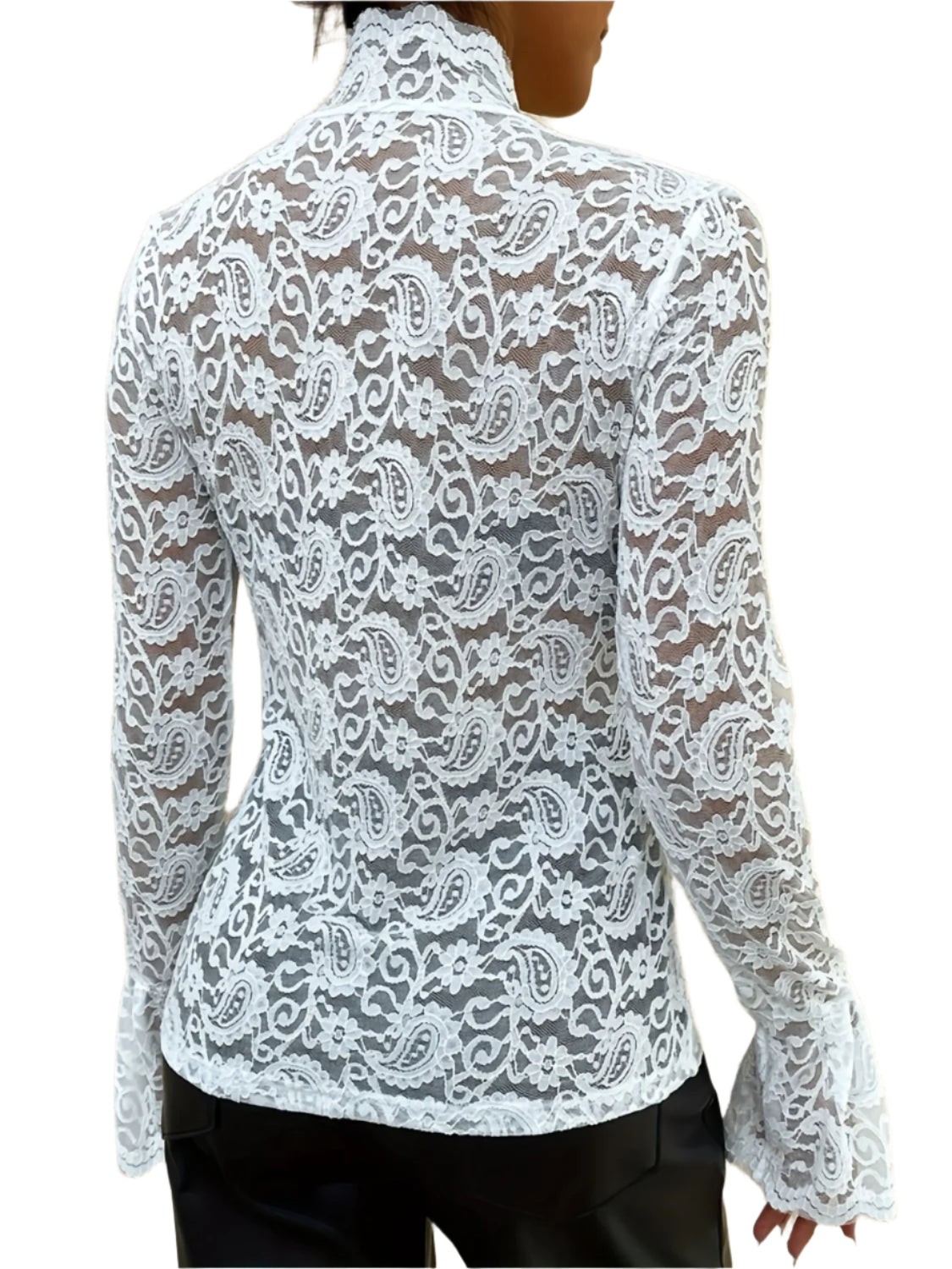Mock Neck Long Sleeve Lace Top
