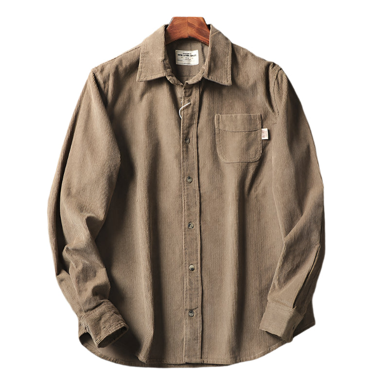 Men's Washed Corduroy Long Sleeve Shirt