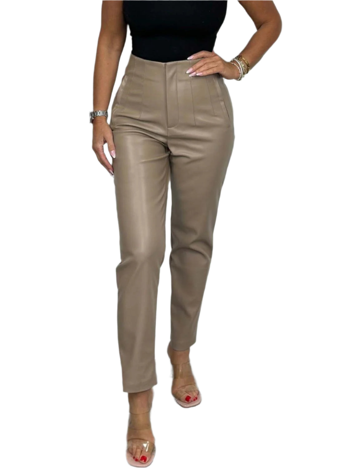 Full Size High Waist Straight Pants Plus Size