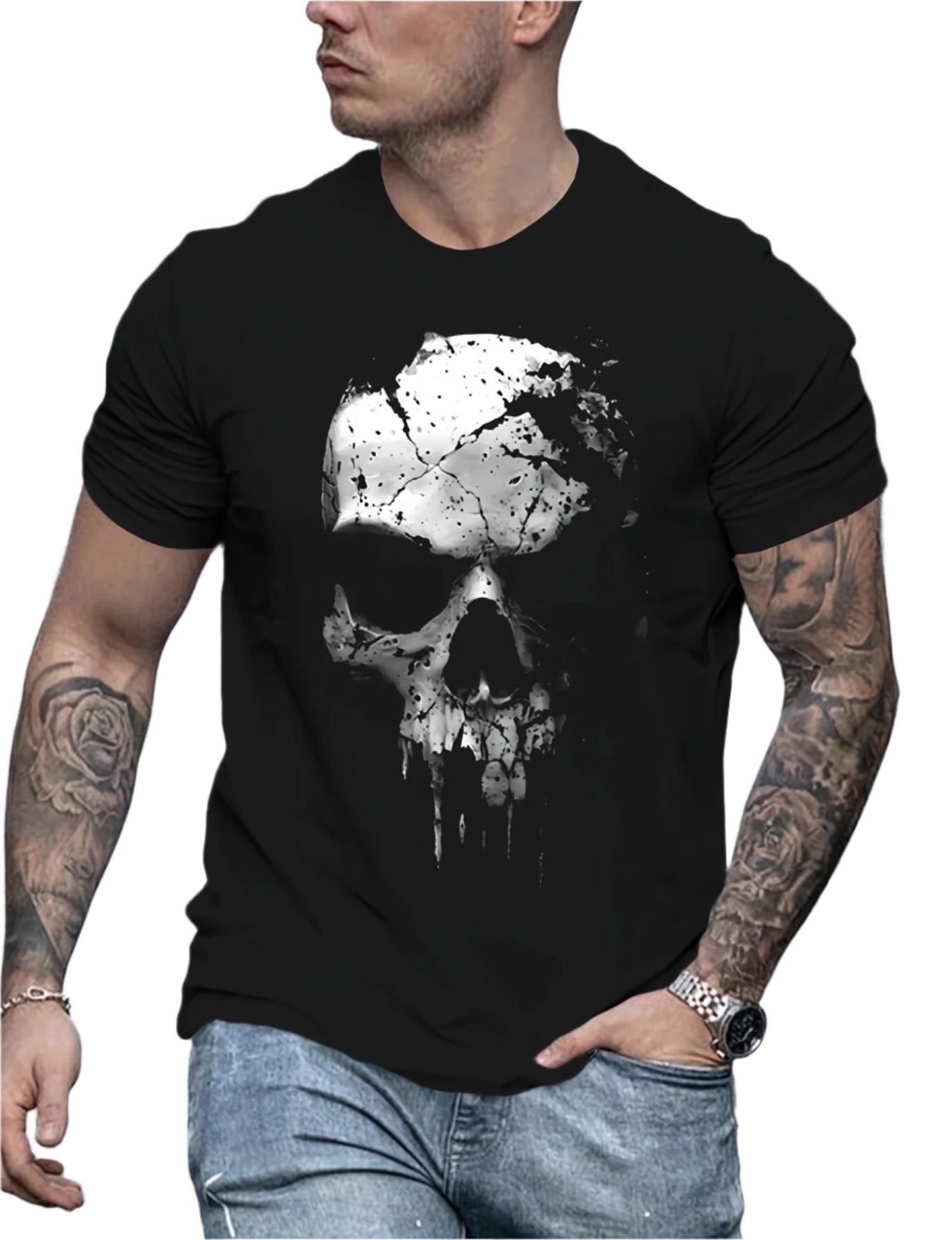 Men's 3D Print Skull T-Shirt