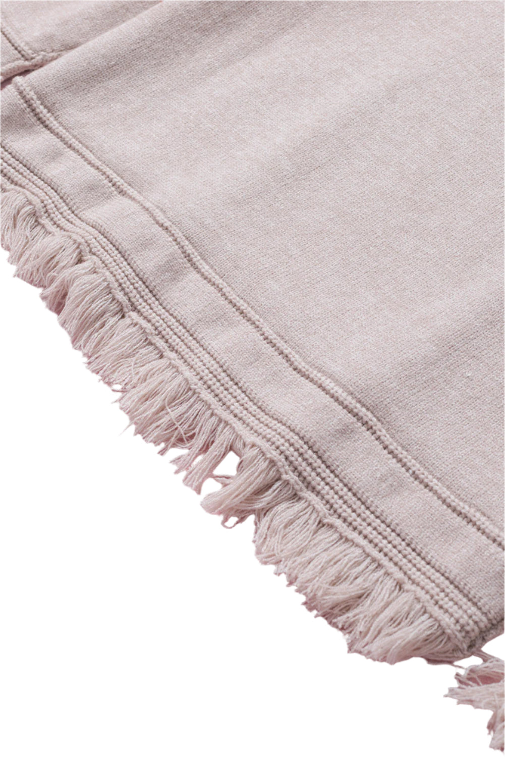 Exposed Seam Fringe Hem V-Neck Long Sleeve Sweater